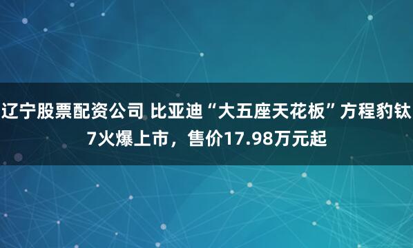 辽宁股票配资公司 比亚迪“大五座天花板”方程豹钛7火爆上市，售价17.98万元起